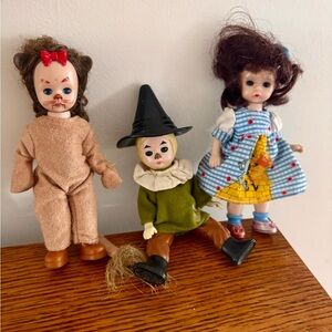 Vintage Doll Trio - Tan, Green, Blue